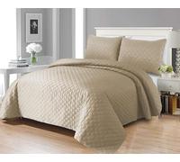 Quilted Bedspreads with Matching Pillowcases, Diamond Floral Embossed Pattern Comforter Set, Ultrasonic Microfibre Luxury Bed Throws, Easy care, Machine Washable (King)