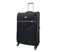 Quilted Black Large Check in Suitcase 81.5 x 49 x 30 cm Lightweight Soft Shell Luggage