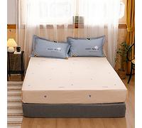 Quilted Brocade Cotton Bedspread with Lace Ruffled Bed Skirt Decoration, Floral Pattern Design, for California King Bed