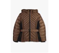 Quilted Bronze Belted Puffer Jacket - Bronze Fabric / S