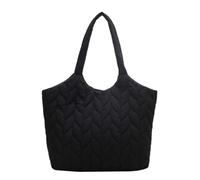 Quilted Casual Hand Bags Large Capacity Embroidery Thread Female Tote | Soft Elegant Nylon Women Handbags with Interior Zipper Pocket for Weekend Vacation and Daily Commute