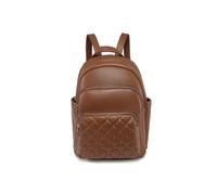 Quilted Check Pattern Backpack JFY Brown One Size