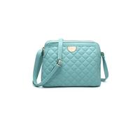 Quilted Check Pattern Two Zip Top Compartments Cross Body Bag JFY Green One Size