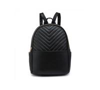 Quilted Chevron Pattern Backpack JFY Black One Size