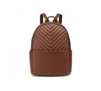 Quilted Chevron Pattern Backpack JFY Brown One Size