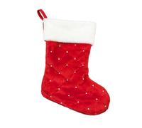 Quilted Christmas Stocking Hanging Decorations in Red and White Set of | The stocking-shaped designs show quilted diamond stitching and contrasting cuffs, with red and white versions visible among