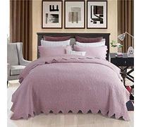 Quilted Cotton Bedspread Set King Size Lightweight Warm Embossing Comforter Quilt Bed Throws Coverlet, 3 Pieces Bedding Set with Bedspreads + 2 Pillow Shams,Pink-230x250cm