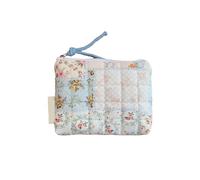 Quilted Cotton Cosmetic Bag Zipper Coin Purse Change Pockets Lovely Pattern Multifunctional Storage Organizer Money Storage