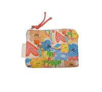 Quilted Cotton Makeup Bag Zipper Coin Purse Lovely Print Change Pocket Travel Suitable for Various Occasion, Rainbow
