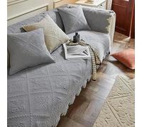 Quilted Cotton Sofa Slipcover for Sectional Couches Floral Embroidery Non-Slip Pet Cover Armrest & Backrest Protection for Dogs & Cats
