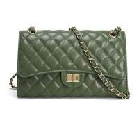 Quilted Crossbody Bag for Women Trendy Ladies Shoulder Bag Leather Cross Body Purses Clutch Bag with Chain Strap, Green