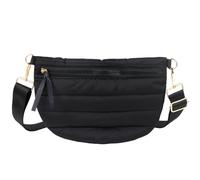 Quilted Crossbody Bags for Women Puffer Fanny Pack Sling Bag Puffy Chest Belt Bum Waist Purse shoulder Bag for Women, Black, 12 inches x 8 inches x 0.6 inches