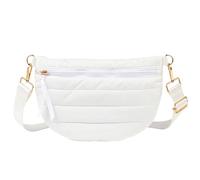 Quilted Crossbody Bags for Women Puffer Fanny Pack Sling Bag Puffy Chest Belt Bum Waist Purse shoulder Bag for Women, WHITE, 12 inches x 8 inches x 0.6 inches