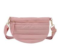 Quilted Crossbody Bags for Women Puffer Fanny Pack Sling Bag Puffy Chest Belt Bum Waist Purse shoulder Bag for Women, PINK, 12 inches x 8 inches x 0.6 inches