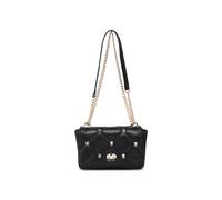 Quilted Diamand Pattern Studs Twist Lock Cross Body Bag JFY Black One Size