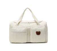Quilted Diaper Bag, Large Capacity Cute Duffle Bag, Teddy Bear Pattern Cute Duffle Bag Portable & Lightweight for Hospital and Weekender Travel (A)