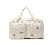 Quilted Diaper Bag, Large Capacity Cute Duffle Bag, Teddy Bear Pattern Cute Duffle Bag Portable & Lightweight for Hospital and Weekender Travel (B)