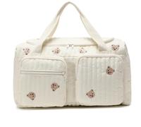 Quilted Diaper Bag Large Capacity Teddy Bear Pattern Cute Duffle Bag Portable & Lightweight for Hospital and Weekender Travel, 18.9x8.7x10.2in