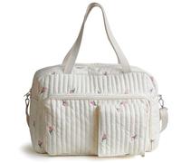 Quilted Diaper Bag Tulips Pattern Hand-Held Maternity Cute Diaper Tote Bag Portable Baby Tote for Mom Travel Hospital