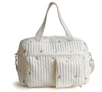 Quilted Diaper Bag Tulips Pattern Hand-Held Maternity Cute Diaper Tote Bag Portable Baby Tote for Mom Travel Hospital Quilted, Baby, Cute