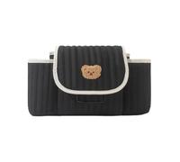 Quilted Diaper Handbag Baby Handcart Storage Bag Fluffy Nappy Tote Bag (Black)