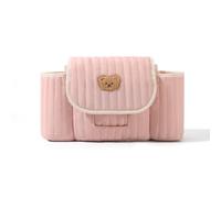 Quilted Diaper Handbag Baby Handcart Storage Bag Fluffy Nappy Tote Bag (Pink)