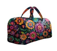 Quilted Duffel Bag - Hippie Floral,Lightweight Vintage Portable Weekender Overnight Bag - for Travel Abstract Floral 1