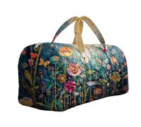 Quilted Duffel Bag,Hippie Floral,Lightweight Vintage Portable Weekender Overnight Bag | for Travel Abstract Floral 2