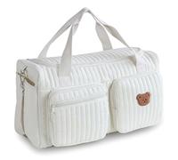 Quilted Duffle Bag, Cute Bear Embroidery Large Capacity Baby Travel Bag for Hospital and Weekender Travel, 18.9x10.2x8.7in, USO al aire Libre