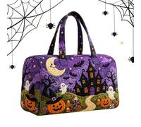 Quilted Duffle Bag for Women Large Capacity Halloween Pumpkin Tote