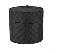 Quilted Dust Cover Compatible with 8 Quart Pot, Waterproof Nylon Pressure Cooker Cover with Storage Pockets and Handle for Kitchen Organization, Black (30 * 33cm)