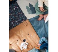 Quilted Floor Mat / Playpen Base Mat, Brocéliande printed green