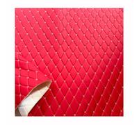 Quilted Foam Vinyl Fabric Simple Stripe Diamond Pattern Thick Sponge Backing for Furniture Upholstery, Car Headliner(Red,1.55X9m)