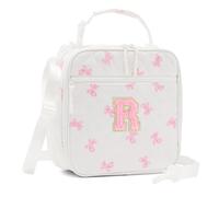 Quilted Initial Lunch Box for Girls, Personalized Kids Insulated Lunch Bag | Cute Reusable Leak-proof Girls Women Quilted Lunch Bag for School Daycare Travel Picnic,Back to School Gift(Pink,R)