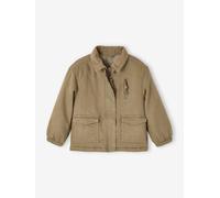 Quilted Jacket with Embroidery on the Back for Girls khaki