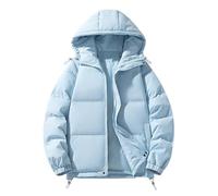 Quilted Jackets for Women Hooded Puffer Down Winter Coat Ladies Full Zip Padded Hoodie Top Plain Coats Lightweight Waterproof Jacket Warm Puffer Hoodies Coat Winter Outerwear with Pockets