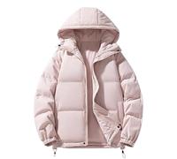 Quilted Jackets For Women Hooded Puffer Down Winter Coat Ladies Padded Hoodie Top Plain Coats Lightweight Waterproof Short Full Zip Down Jacket Thermal Body Long Sleeve Overcoat