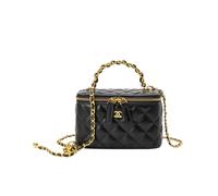 Quilted Lambskin Leather Mini Box Crossbody Purse Women Chain Strap Top Handle Handbag
