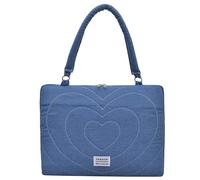 Quilted Laptop Carrying Bag for Women 13-15.6 inch Puffy Laptop Sleeve | Y2K Denim Cute Bow Laptop Case Bag Puffer Portable Protective Computer Cover