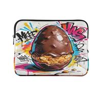 Quilted Laptop Sleeve 100% Polyester, 13-14 Inch Shockproof Briefcase,Doodle Chocolate Egg PatternLightweight Zippered Computer Bag for Office Travel
