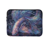 Quilted Laptop Sleeve Beautiful Colorful and Ornate Betta Fish Portable Protective Case Laptop Cover 13-14 Inch for Traveling work