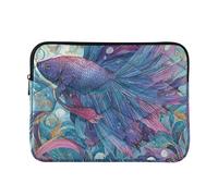 Quilted Laptop Sleeve Elegant Betta Fish Portable Protective Case Laptop Cover 13-14 Inch for Traveling work
