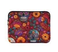 Quilted Laptop Sleeve Red Sugar Skull Pattern Portable Protective Case Laptop Cover 13-14 Inch for Traveling work
