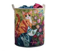 Quilted Laundry Basket with Handles, Boho Floral Fabric Storage Hamper, Large Soft Quilted Laundry Basket, for Nursery Bedroom Laundrys Room Clothes Toy