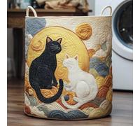 Quilted Laundry Basket with Handles, Large Boho Fabric Storage Hamper, Soft Foldable Clothes Organizer for Nursery & Bedroom, 16"x22", 11 Artistic Designs