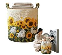 Quilted Laundry Basket with Reinforced Handles, Boho Fabric Storage Bin for Clothes and Blankets, Large Soft Cotton Hamper for Nursery and Bedroom, Foldable Lightweight Organizer