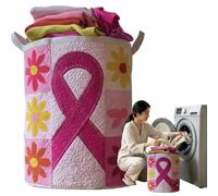 Quilted Laundry Basket with Reinforced Handles, Boho Fabric Storage Bin for Clothes and Blankets, Large Soft Cotton Hamper for Nursery and Bedroom, Foldable Lightweight Organizer