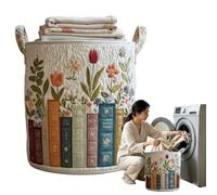 Quilted Laundry Basket with Reinforced Handles, Boho Fabric Storage Bin for Clothes and Blankets, Large Soft Cotton Hamper for Nursery and Bedroom, Foldable Lightweight Organizer