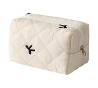 Quilted Lipstick Organiser Bag with Elegant Bowknot Stylish and Practical Makeup Storage Container Cosmetic Holder Polyester Makeup Bag