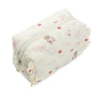 Quilted Makeup Bag 1pcs Bear Bow Quilted Octagonal Makeup Bag, Ruffle Design Cute Travel Toiletry,Fashion Portable Make Up(Pink)